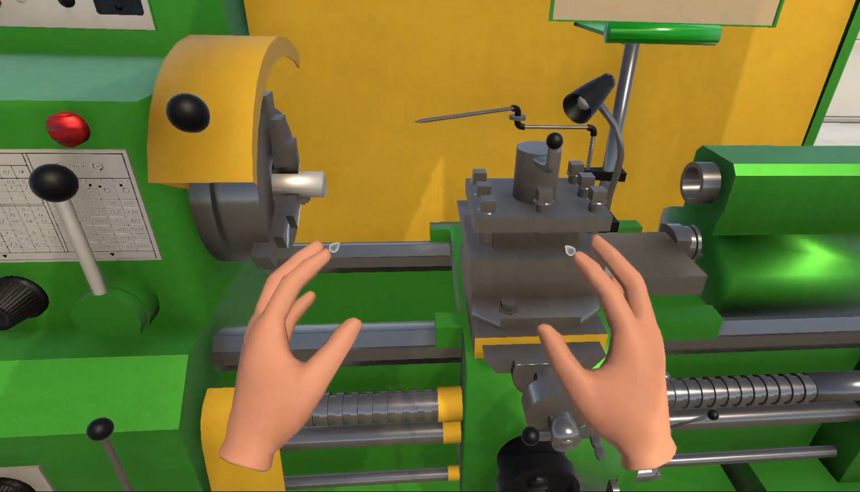 Работа с токарным станком в VR-симуляторе производственного цеха